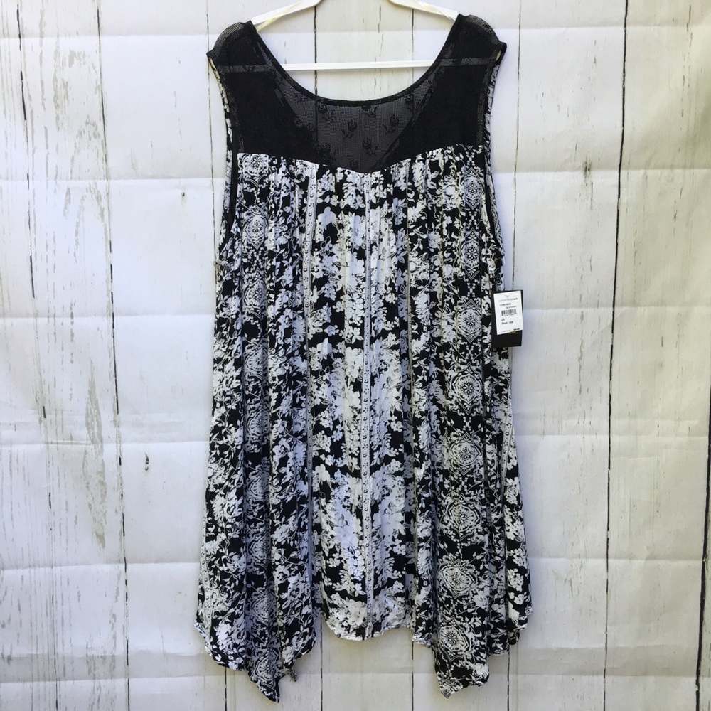 Want And Need Sun Dress Swim Cover Up Black White